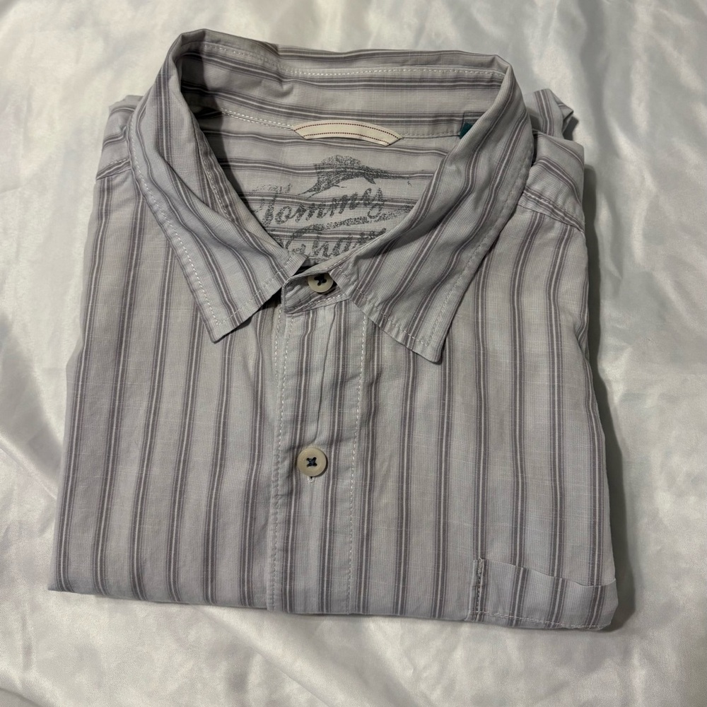 Tommy Bahama Gray Striped Men's Shirt XL